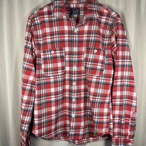 J. Crew Red and White Checkered Button-Down Shirt size medium